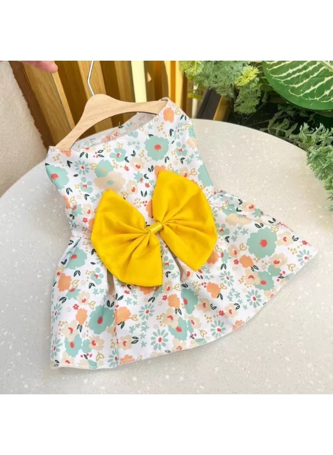 فستان للحيوانات الأليفة مزين بفيونكة وزهرة، بفتحة أزرار كبس، مناسب لكلاب البوميرينيان، الشيواوا، والشيه تزو – ملابس خاصة لجلسات تصوير الحيوانات الأليفة - Image 5